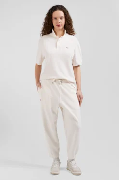 Jogging unisexe en molleton coton écru surteint coupe Relaxed