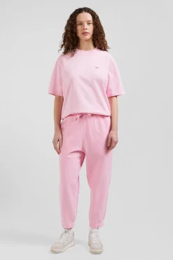 Jogging unisexe en molleton coton rose surteint coupe Relaxed