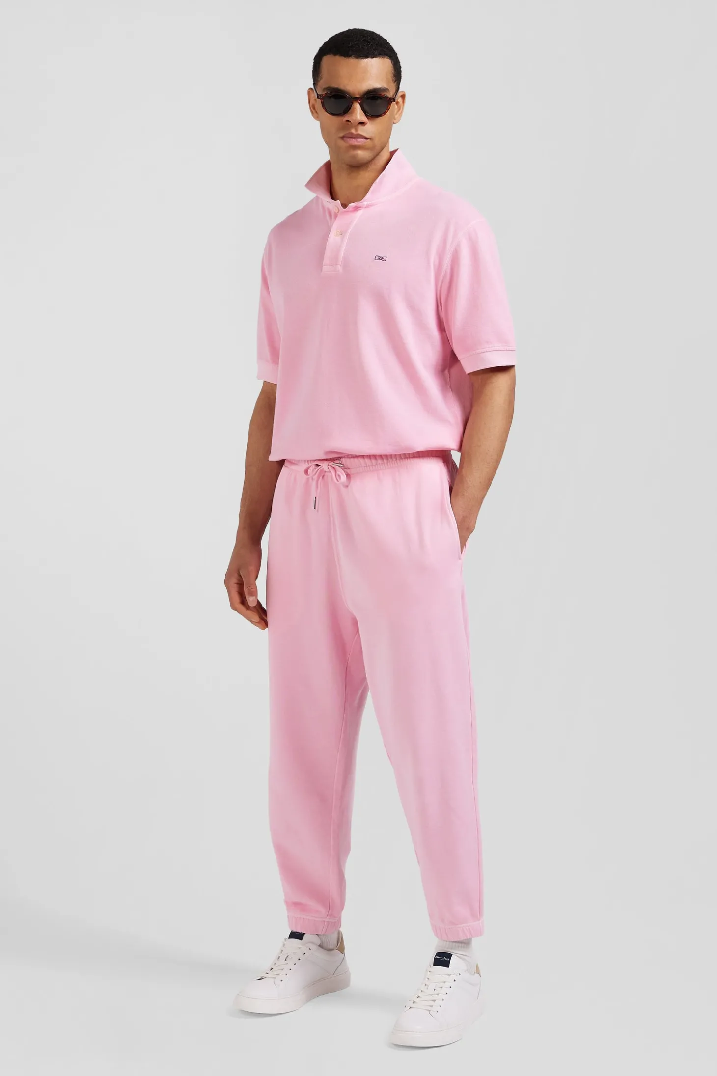 Jogging unisexe en molleton coton rose surteint coupe Relaxed