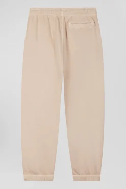 Jogging unisexe en molleton coton beige surteint coupe Relaxed