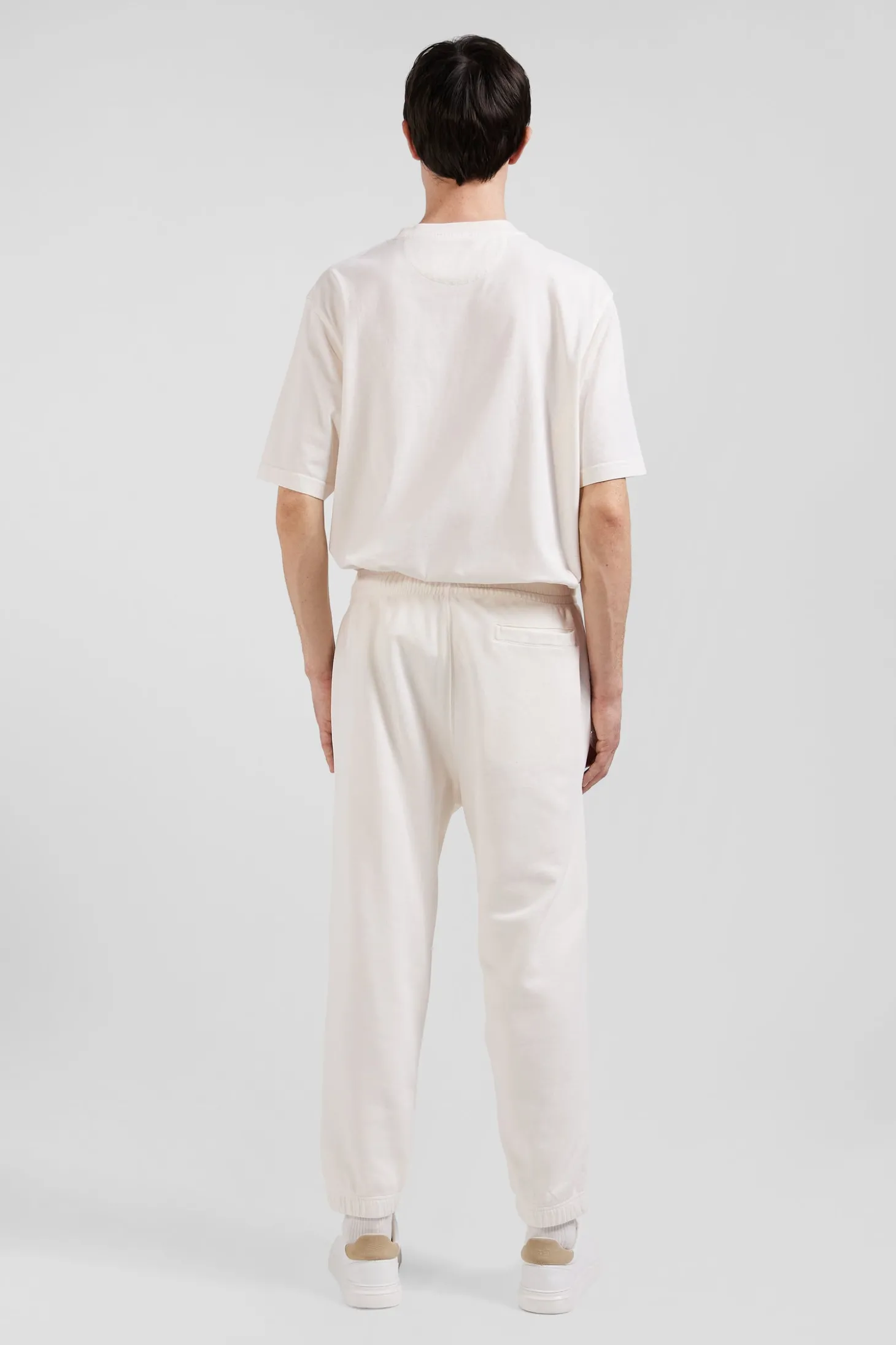 Jogging unisexe en molleton coton écru surteint coupe Relaxed