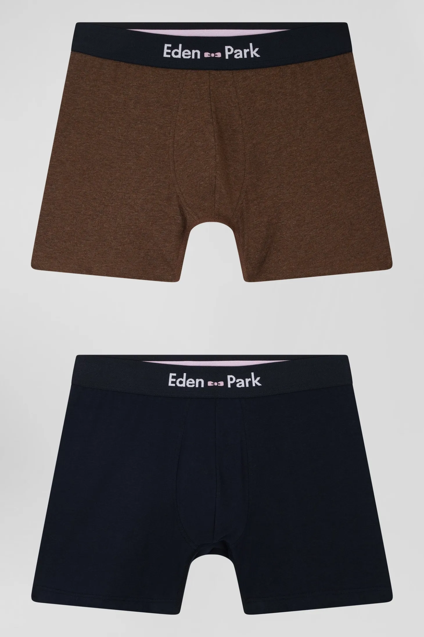 Lot de 2 boxers bleu marine et marron en coton stretch