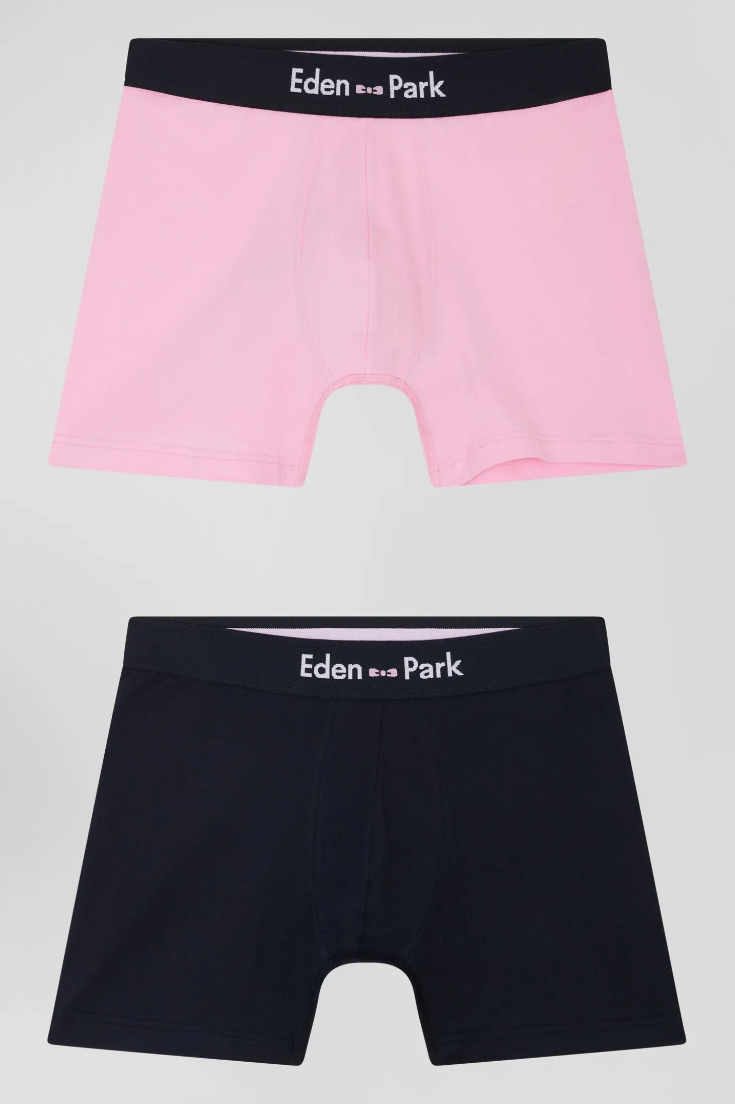 Lot de 2 boxers bleu marine et rose en coton stretch