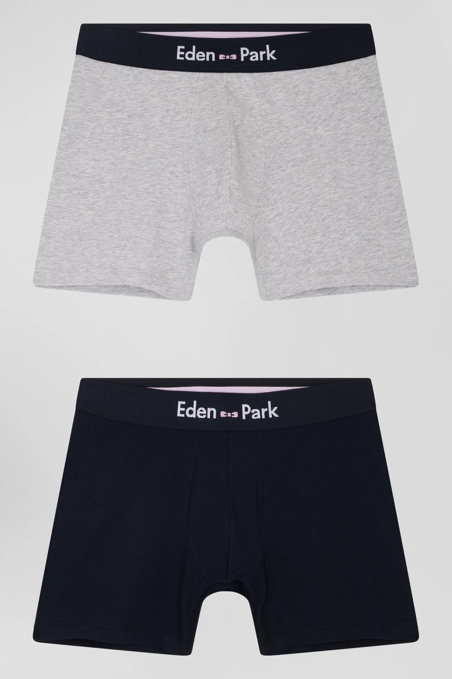 Lot de 2 boxers bleu marine et gris en coton stretch
