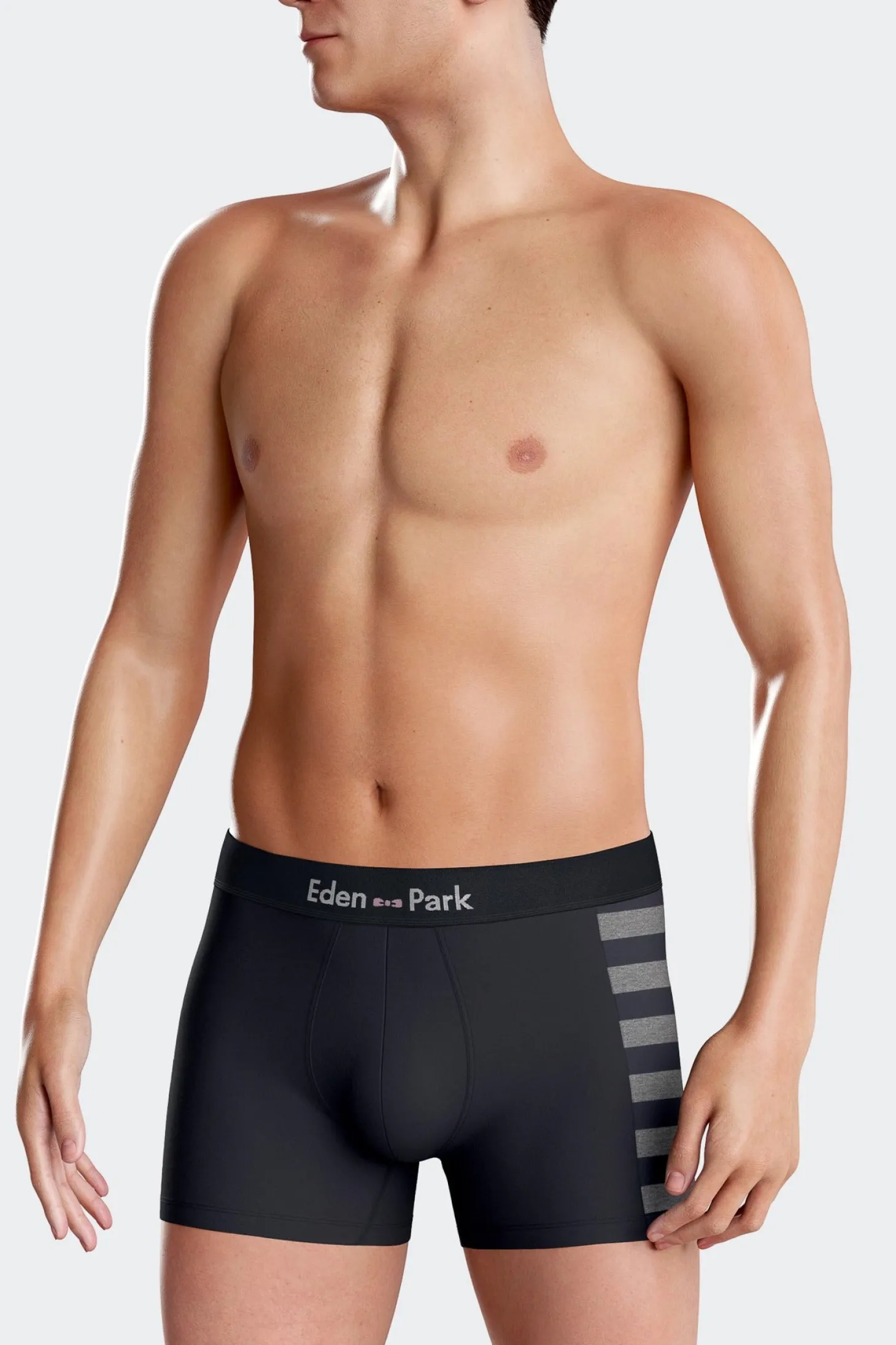 Lot de 2 boxers bleu marine détails cerclés gris en coton stretch