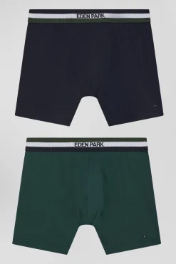 Lot de 2 boxers en coton stretch élastique tricolore vert