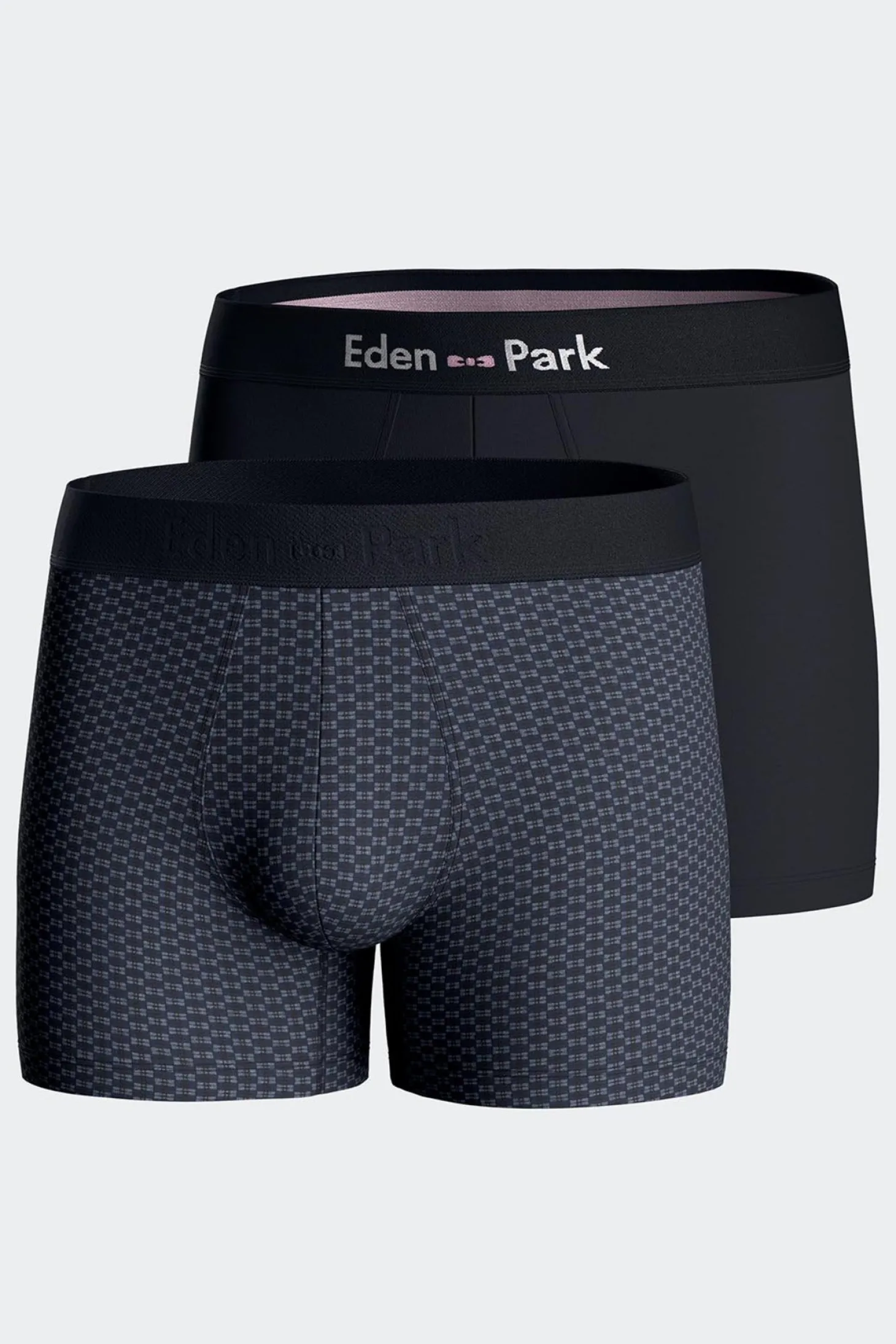 Lot de 2 boxers en coton stretch micro-motifs graphiques bleu foncé