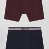Lot de 2 boxers en coton stretch élastique tricolore bordeaux