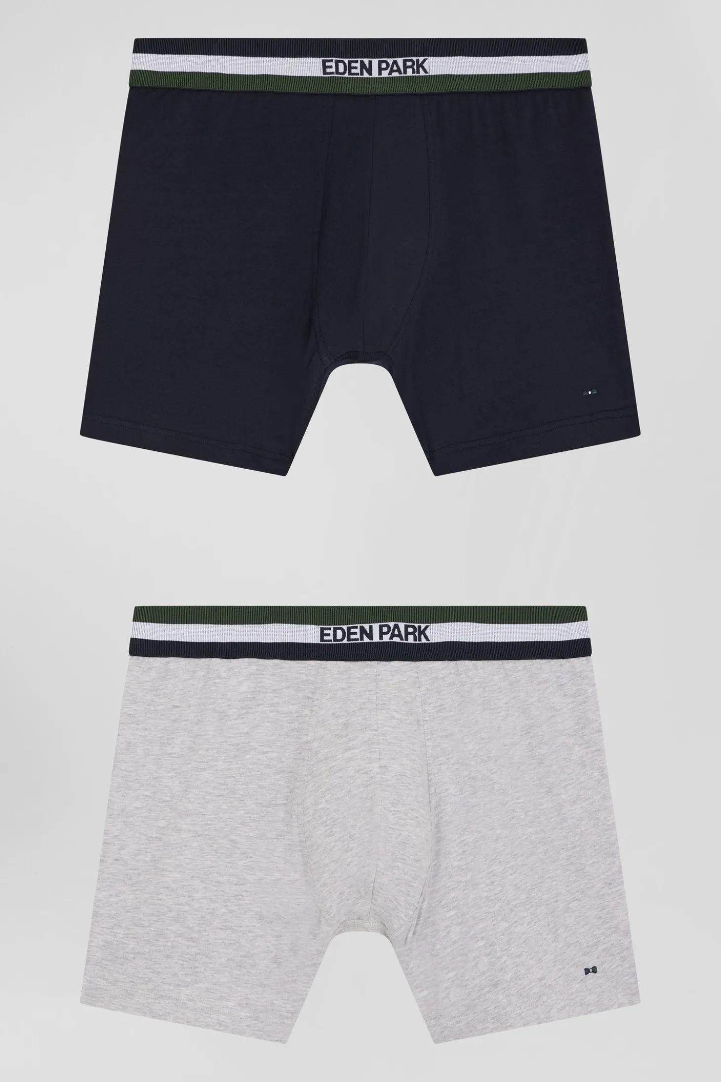 Lot de 2 boxers en coton stretch élastique tricolore gris