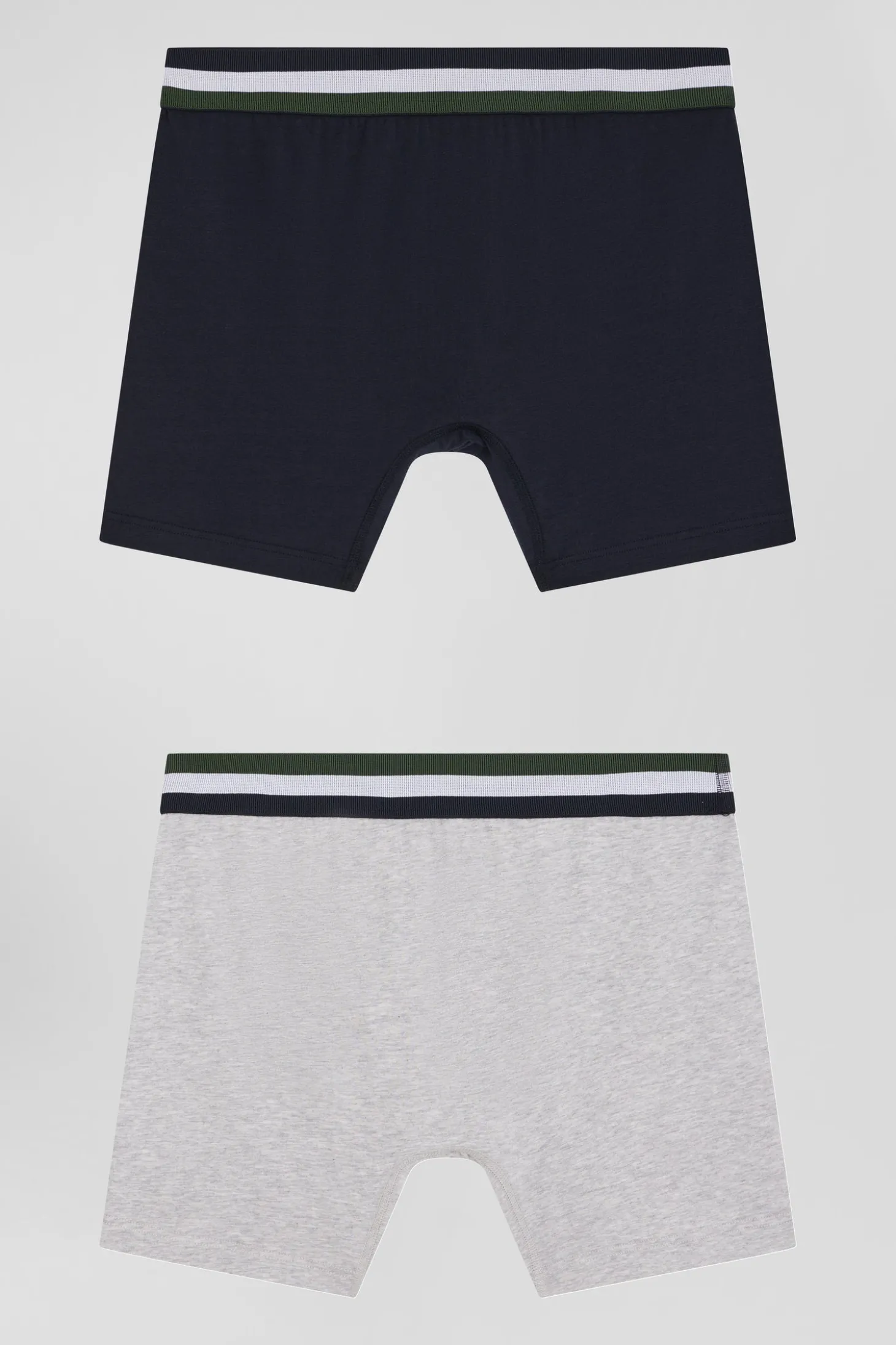 Lot de 2 boxers en coton stretch élastique tricolore gris