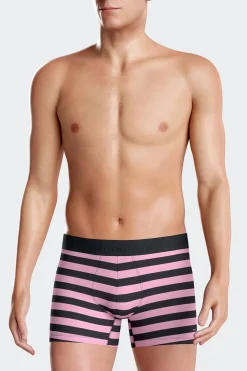 Lot de 2 boxers en coton stretch uni et cerclé rose