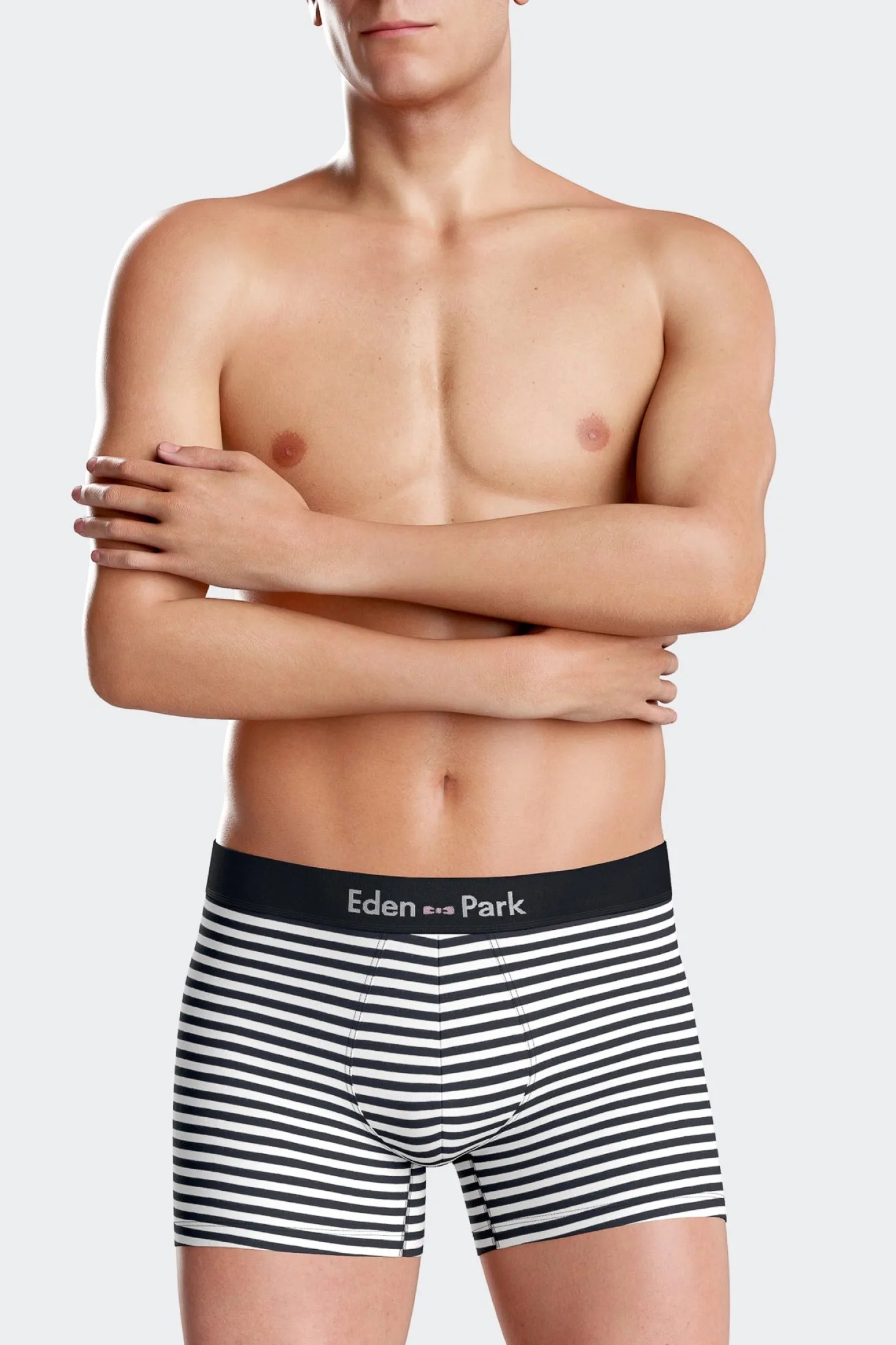 Lot de 2 boxers en coton stretch blanc et rayé