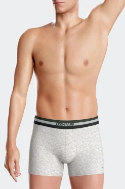 Lot de 2 boxers en coton stretch élastique tricolore gris