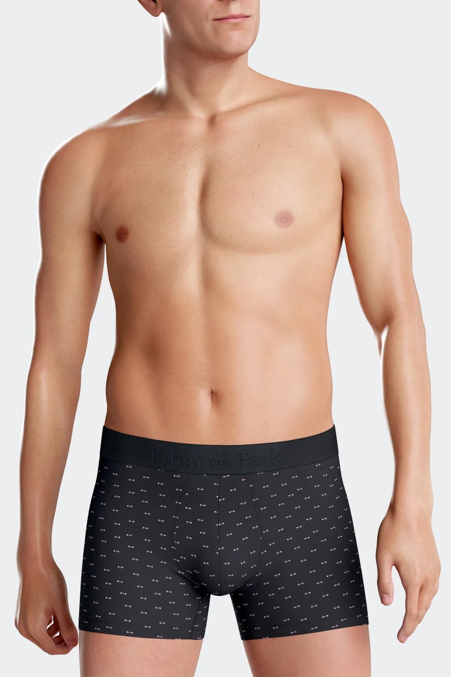 Lot de 2 boxers en coton stretch uni et micro-motifs bleu marine