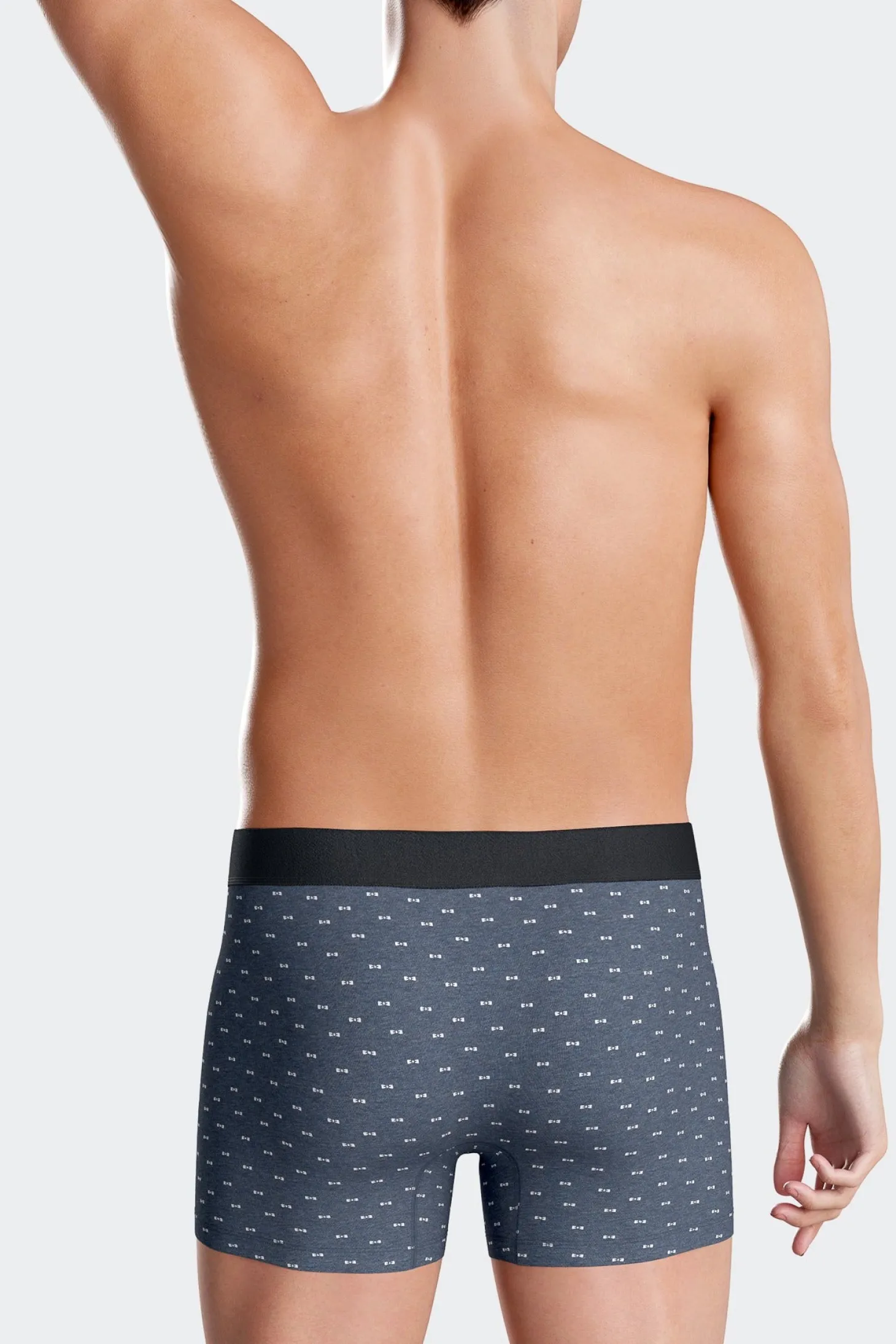 Lot de 2 boxers en coton stretch uni et micro-motifs bleu foncé
