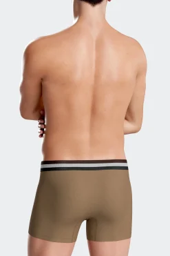 Lot de 2 boxers en coton stretch élastique tricolore camel