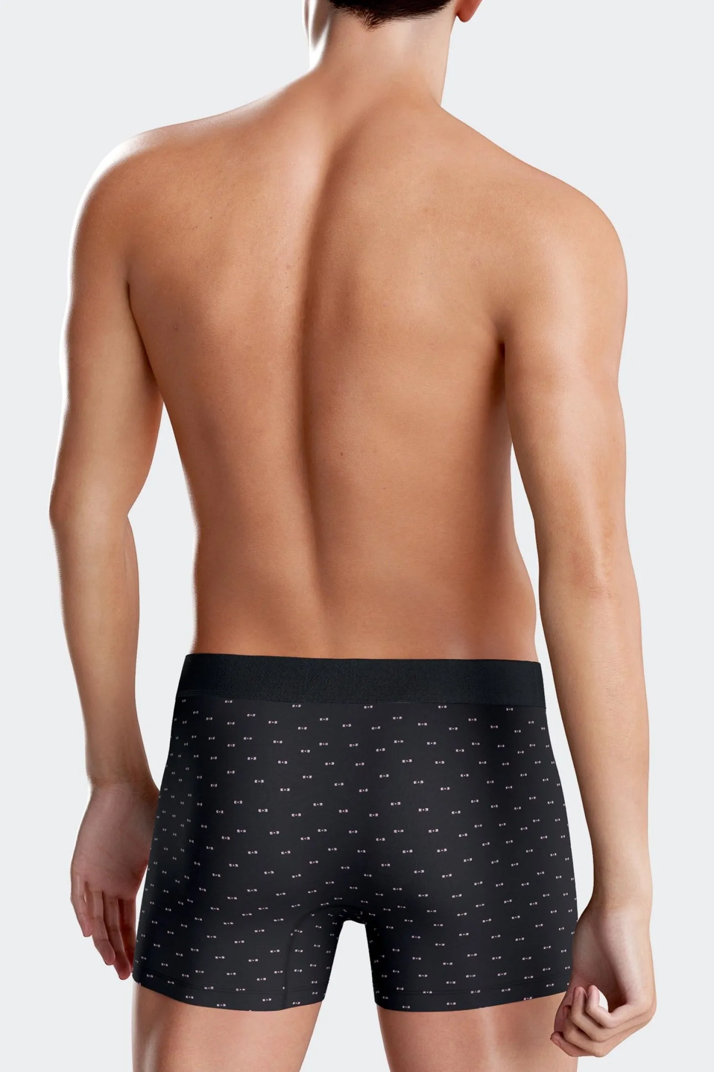 Lot de 2 boxers en coton stretch uni et micro-motifs bleu marine