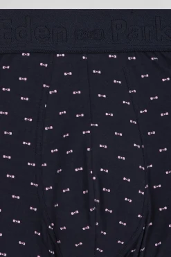 Lot de 2 boxers en coton stretch uni et micro-motifs bleu marine