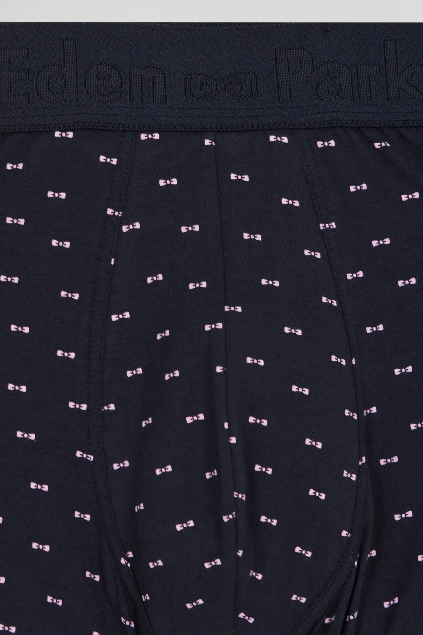 Lot de 2 boxers en coton stretch uni et micro-motifs bleu marine