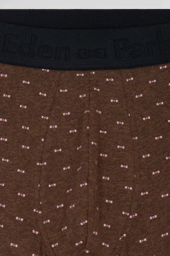 Lot de 2 boxers en coton stretch uni et micro-motifs marron