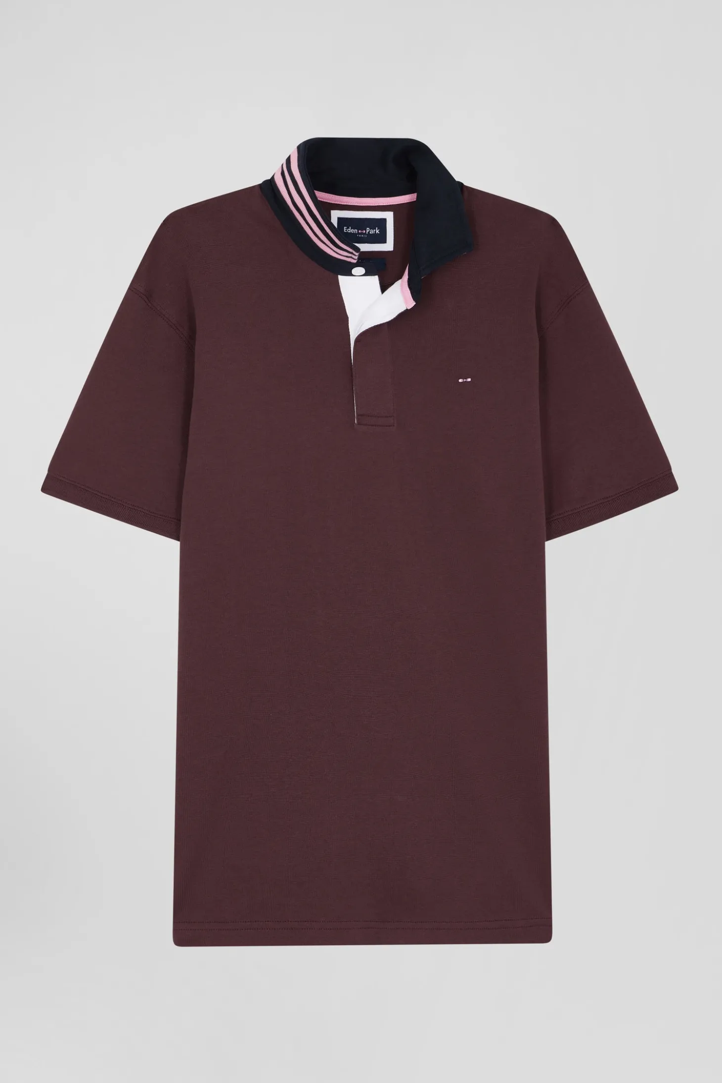 Maillot en coton bordeaux dessous de col cerclé coupe Regular