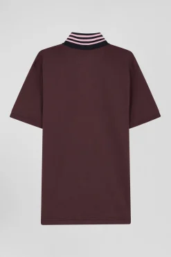Maillot en coton bordeaux dessous de col cerclé coupe Regular