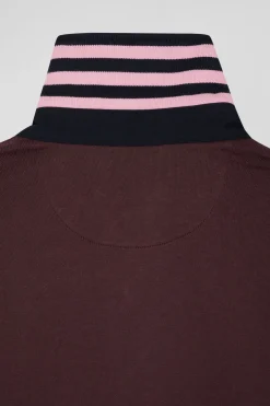 Maillot en coton bordeaux dessous de col cerclé coupe Regular