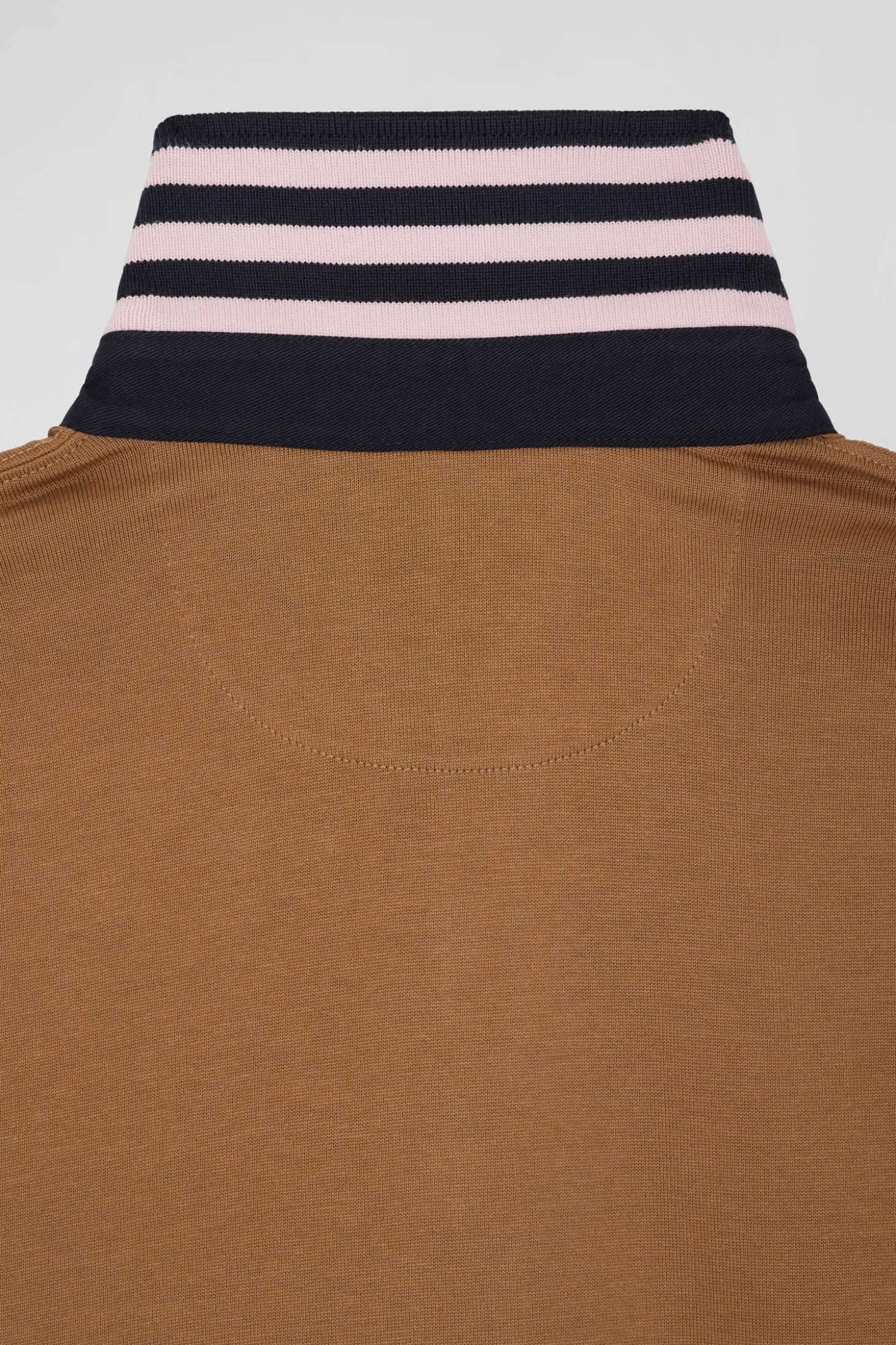 Maillot en coton camel col contrasté coupe Regular