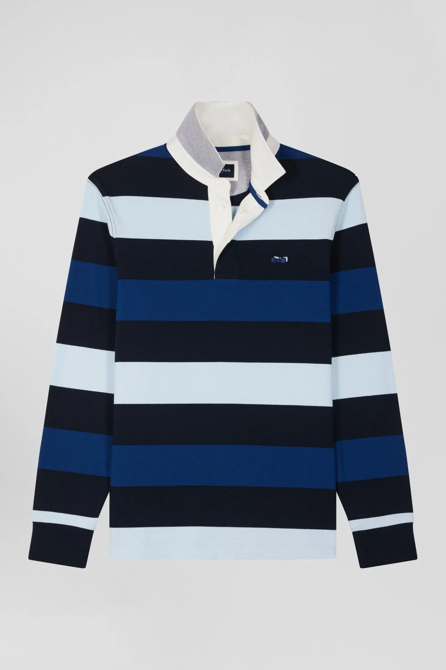 Maillot manches longues cerclé bleu marine coupe Regular