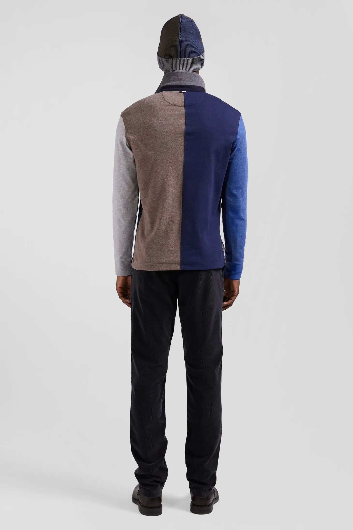 Maillot manches longues colorblock en coton bleu marine coupe Regular