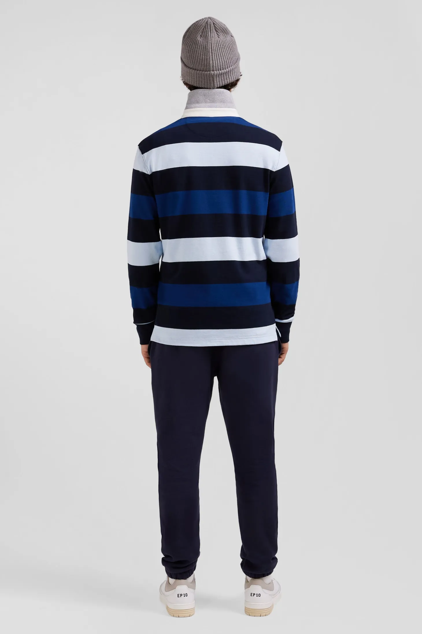 Maillot manches longues cerclé bleu marine coupe Regular