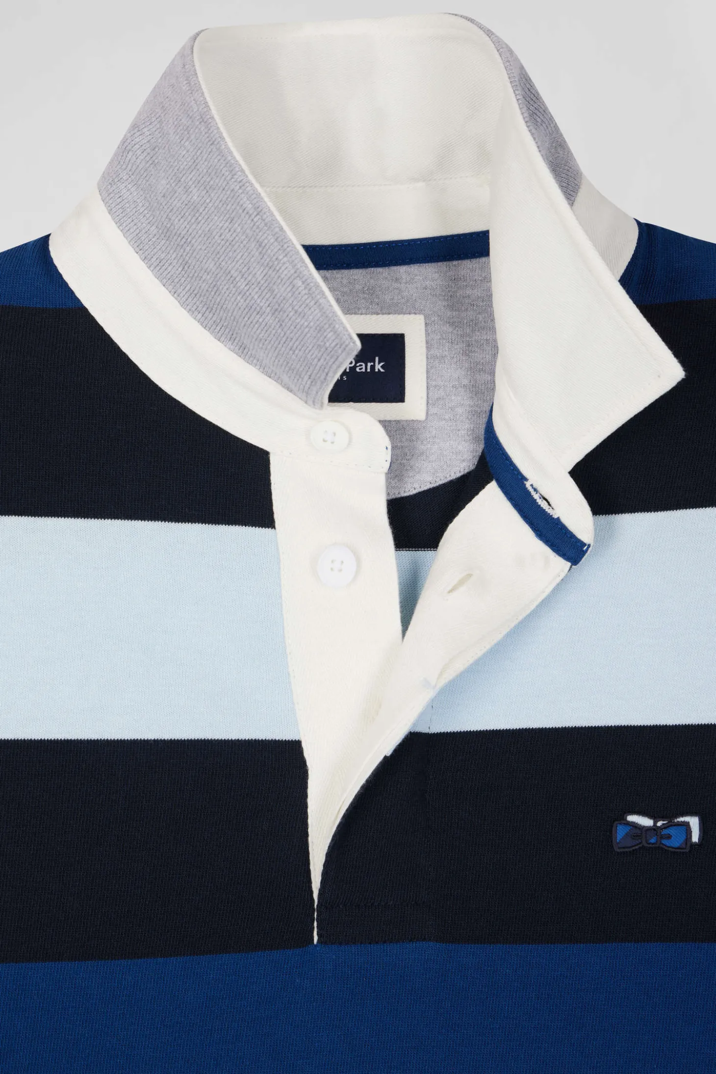 Maillot manches longues cerclé bleu marine coupe Regular