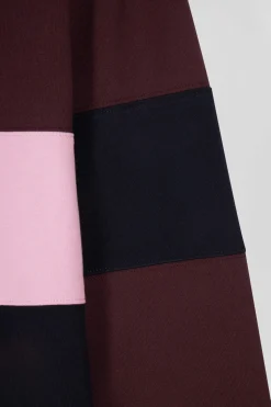 Maillot manches longues colorblock bordeaux en coton broderie dos coupe Regular