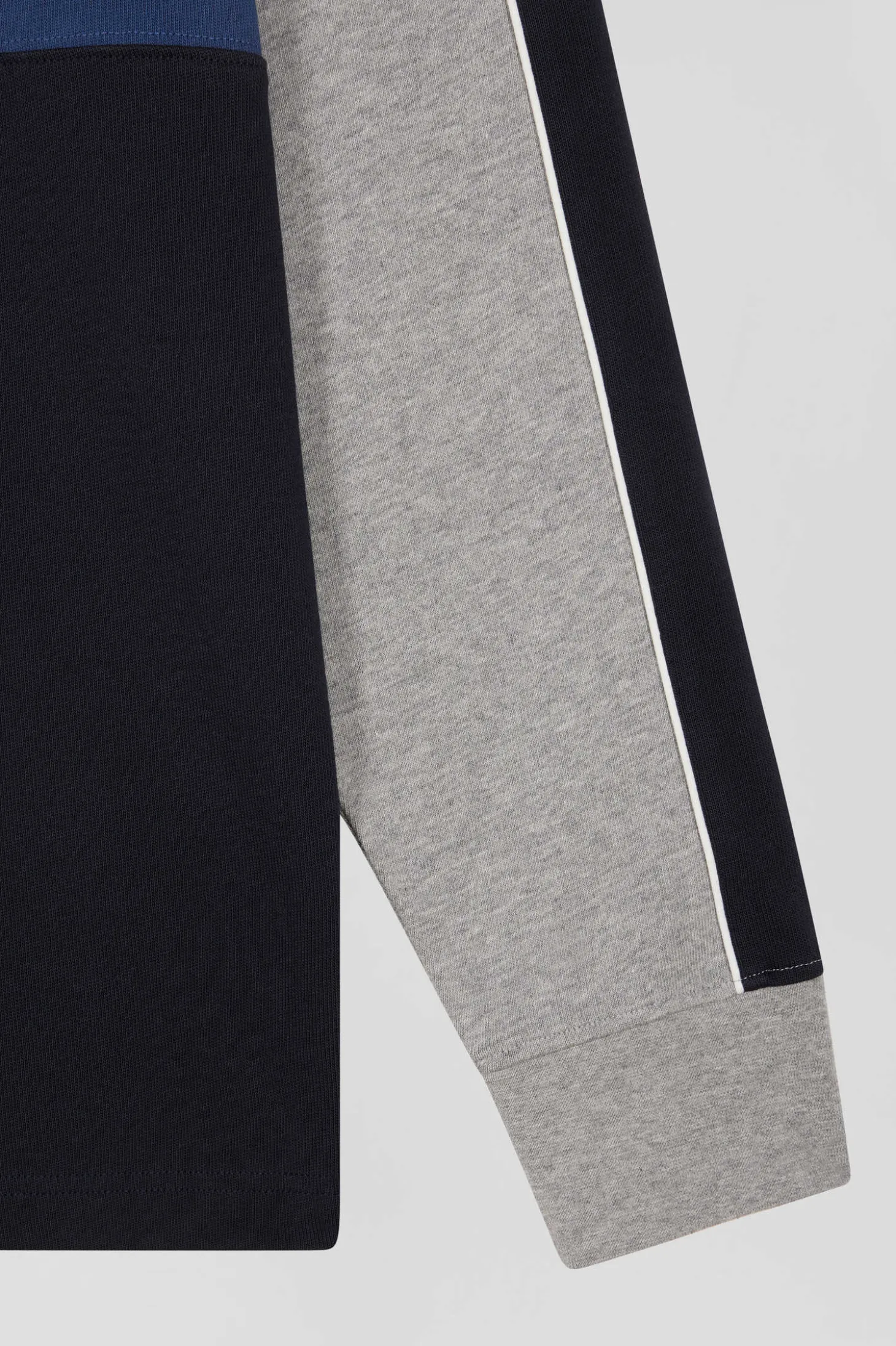 Maillot manches longues colorblock en coton bleu et gris coupe Regular