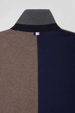 Maillot manches longues colorblock en coton bleu marine coupe Regular