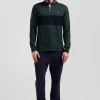 Maillot manches longues en coton vert broderie manche 10 coupe Regular