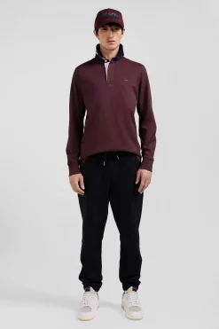 Maillot manches longues en coton Pima bordeaux coupe Regular