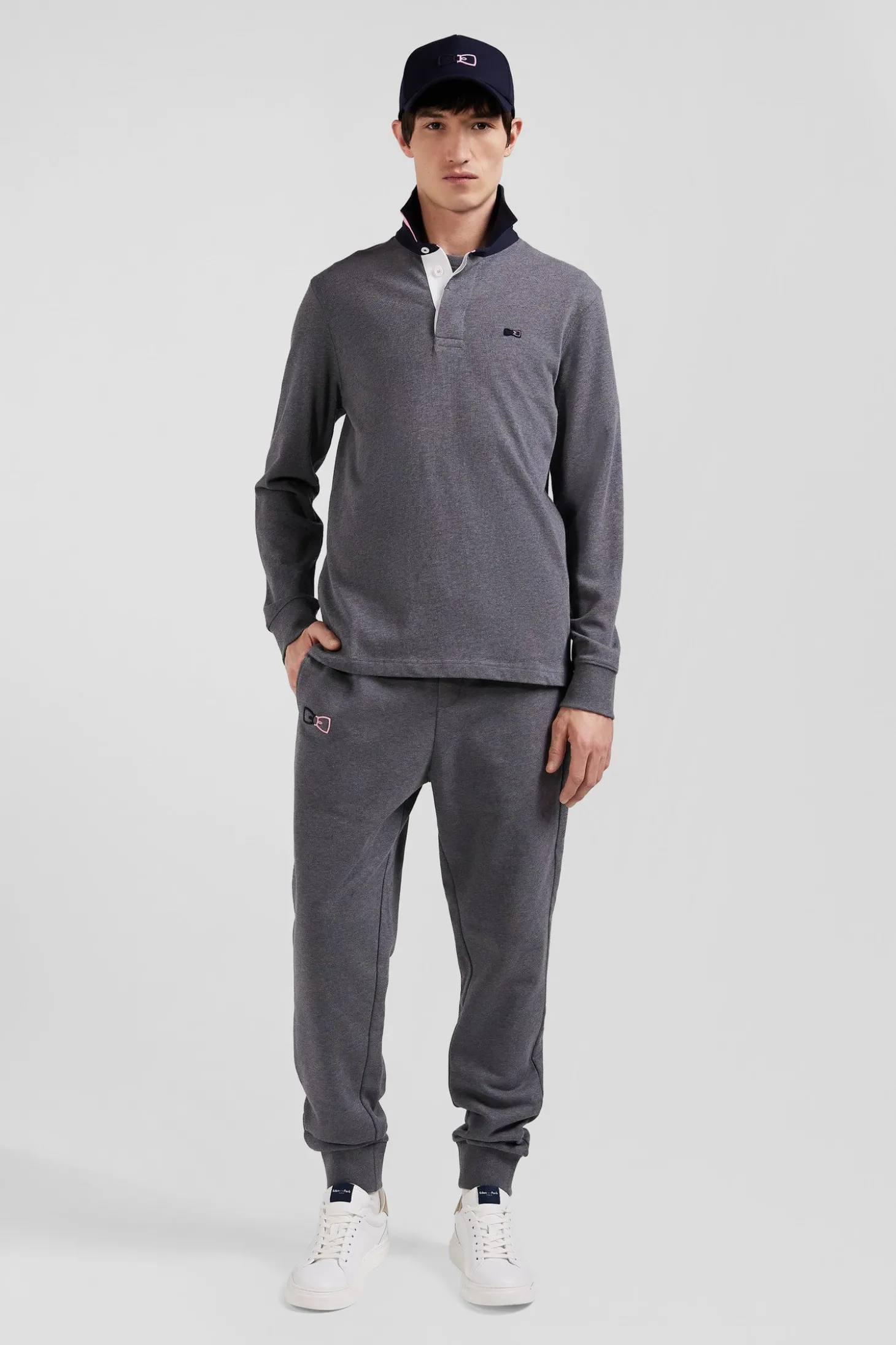 Maillot manches longues en coton gris détails nœud papillon coupe Regular