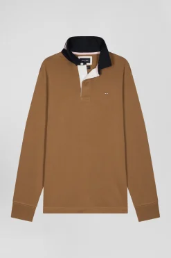 Maillot manches longues en coton Pima camel coupe Regular