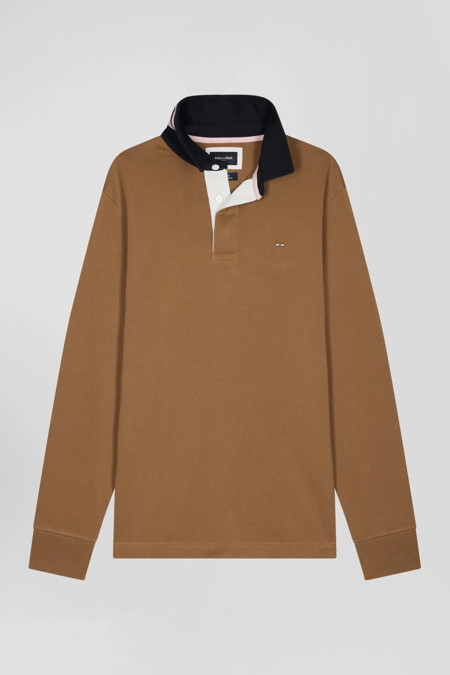 Maillot manches longues en coton Pima camel coupe Regular