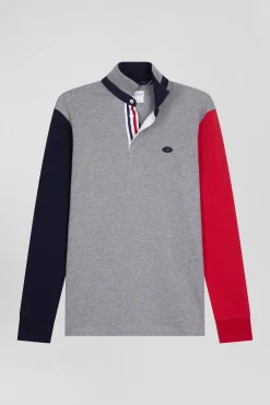 Maillot manches longues en coton gris coupe Regular