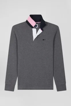 Maillot manches longues en coton gris détails nœud papillon coupe Regular
