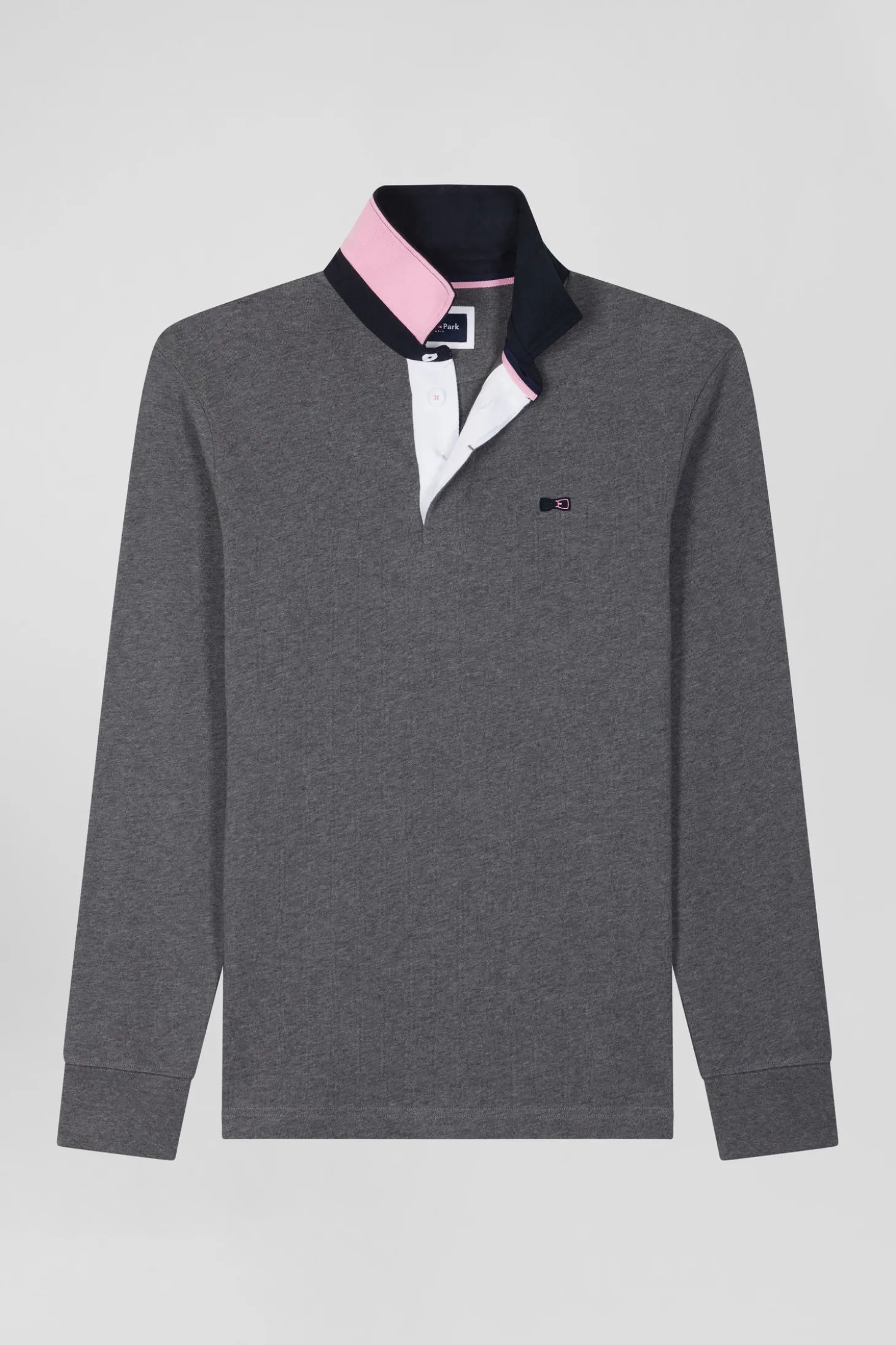 Maillot manches longues en coton gris détails nœud papillon coupe Regular