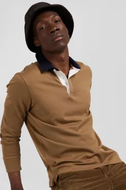 Maillot manches longues en coton Pima camel coupe Regular