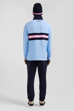Maillot manches longues en coton ciel brodé coupe Relaxed
