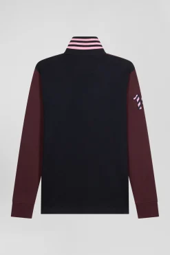Maillot manches longues en coton bordeaux broderie manche 10 coupe Regular