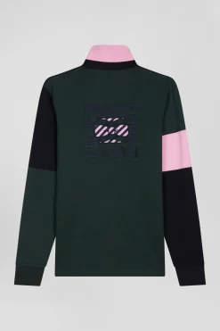 Maillot manches longues en coton vert broderie et applications de tissus cravate coupe Regular