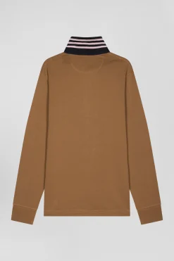 Maillot manches longues en coton Pima camel coupe Regular