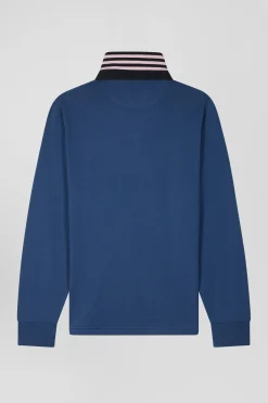 Maillot manches longues en coton Pima bleu foncé coupe Regular