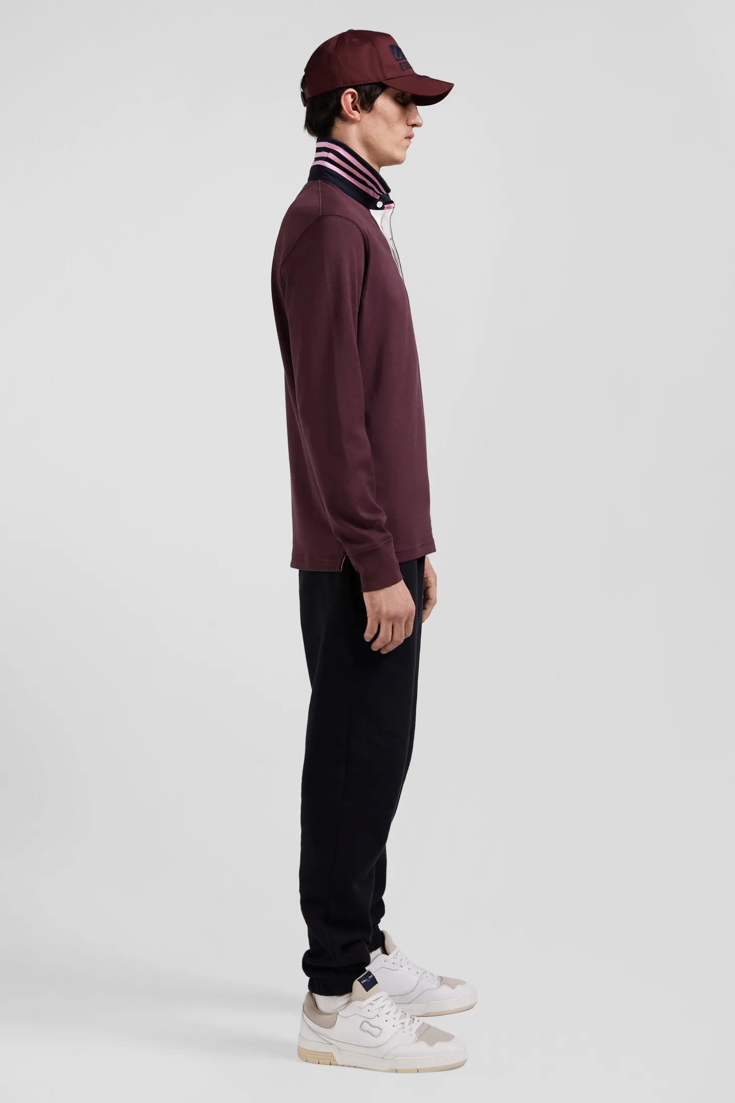 Maillot manches longues en coton Pima bordeaux coupe Regular